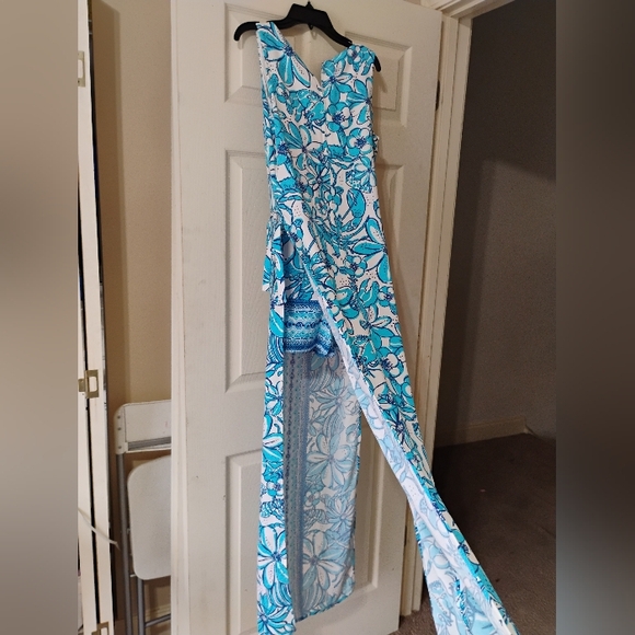 Womens Lilly Pulitzer Donna Maxi Romper Succulent Blue Size 2 Never worn - Picture 8 of 11